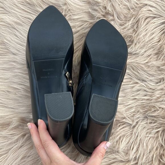 Women’s Black Platform Ankle Boots Chunky Heel Butterfly Side Zip Y2K Style - Picture 5 of 11